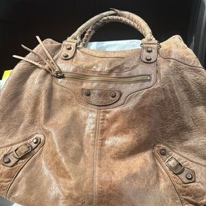 Classic Brown Leather Tote Bag - Vintage-Inspired Women's Handbag